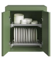 Шкаф навесной для тарелок и чашек закрывающиеся двери распашные, зеленый Онтарио 