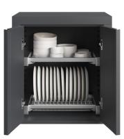 Шкаф навесной для тарелок и чашек закрывающиеся двери распашные, черный Онтарио