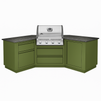 Угловая уличная гриль-кухня KuhniGrill Ontario, зеленая