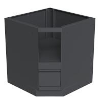 Тумба-основание Онтарио угловая для круглых керамических грилей с выдвижным ящиком черная