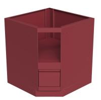 Тумба-основание Онтарио угловая для круглых керамических грилей с выдвижным ящиком красная