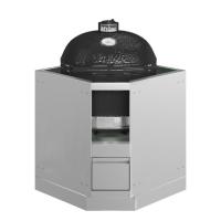 Тумба-основание угловая для овальных керамических грилей с выдвижным ящиком металлик Онтарио