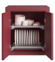 Шкаф навесной для тарелок и чашек закрывающиеся двери распашные, красный Онтарио