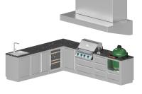 Угловая модульная кухня KuhniGrill Ontario с вентиляционным зонтом, металлик