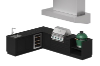 Угловая модульная кухня KuhniGrill Ontario с вентиляционным зонтом, черная