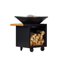 OFYR Classic Storage Black 100 PRO Очаг OFYR профессиональный 100 на колесах с поленницей черный