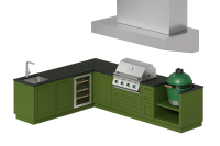 Угловая модульная кухня KuhniGrill Ontario с вентиляционным зонтом, зеленая