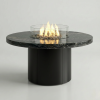 Стол - камин Непал Камень, лист черный, 1600 на 750