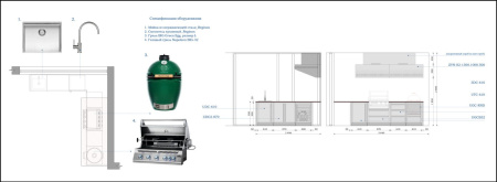 Угловая модульная кухня KuhniGrill Ontario с вентиляционным зонтом, металлик