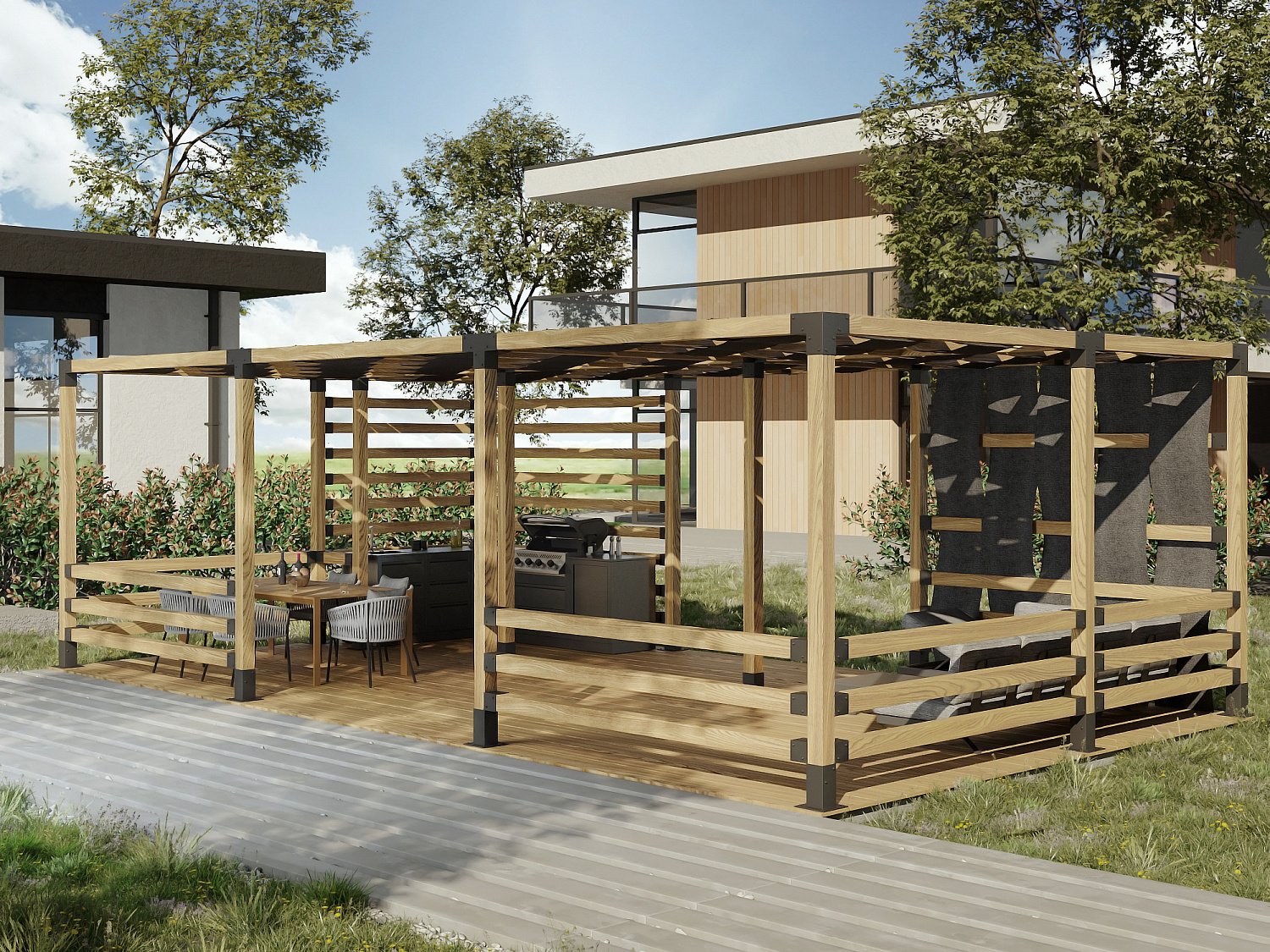 Проект №3 Летняя гриль кухня с беседкой Уют