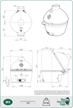 Угольный гриль Big Green Egg MiniMax, решетка 33 см