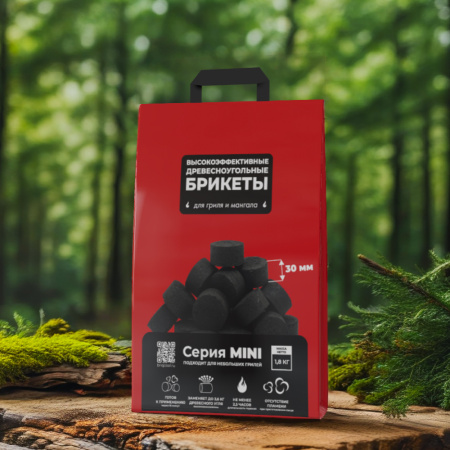 Блоки древесные BriqMINI, простое разжигание материала