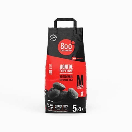 Уголь брикеты 800 Degrees Долгое Горение, мешок 5 кг