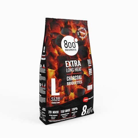 Уголь брикеты 800 Degrees Долгое Горение, мешок 8 кг.