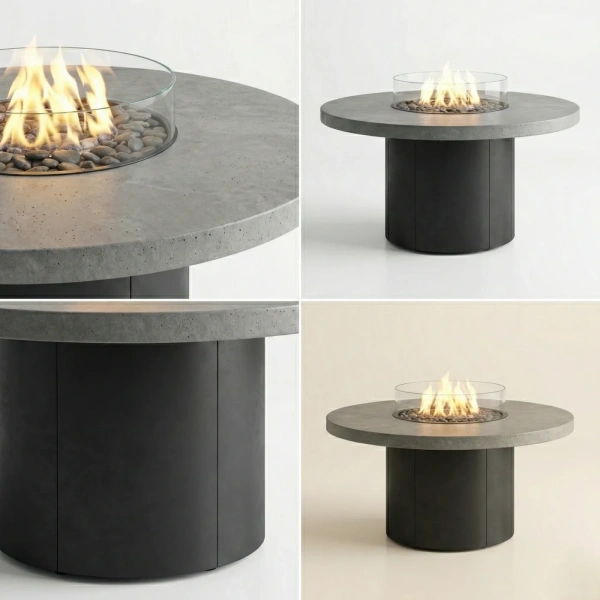 Стол - камин Непал Металл лист черный 1600 на 750