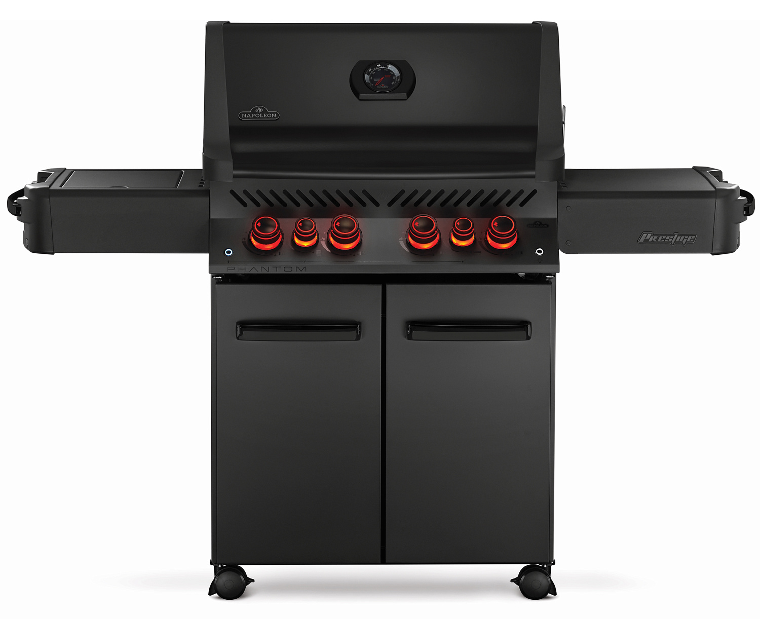Газовый гриль Napoleon Prestige 500 Phantom тепловой с боковыми столиками