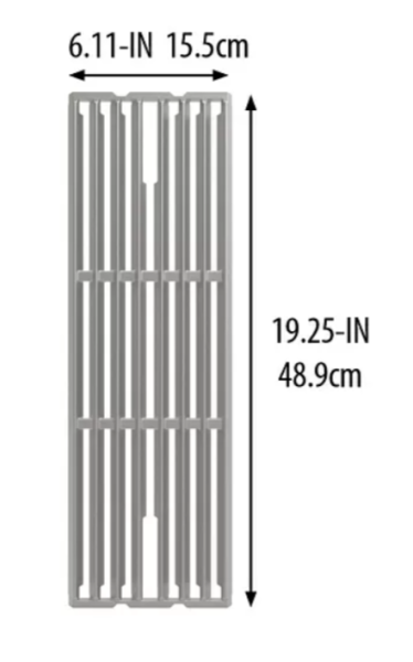 Решетка двухсторонняя из нержавеющей стали для гриля 1 шт (16 см х 49 см) Imp/Reg/Smo/ BK