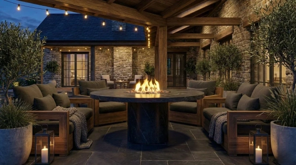 Стол - камин Непал Керамогранит лист черный 1200 на 750