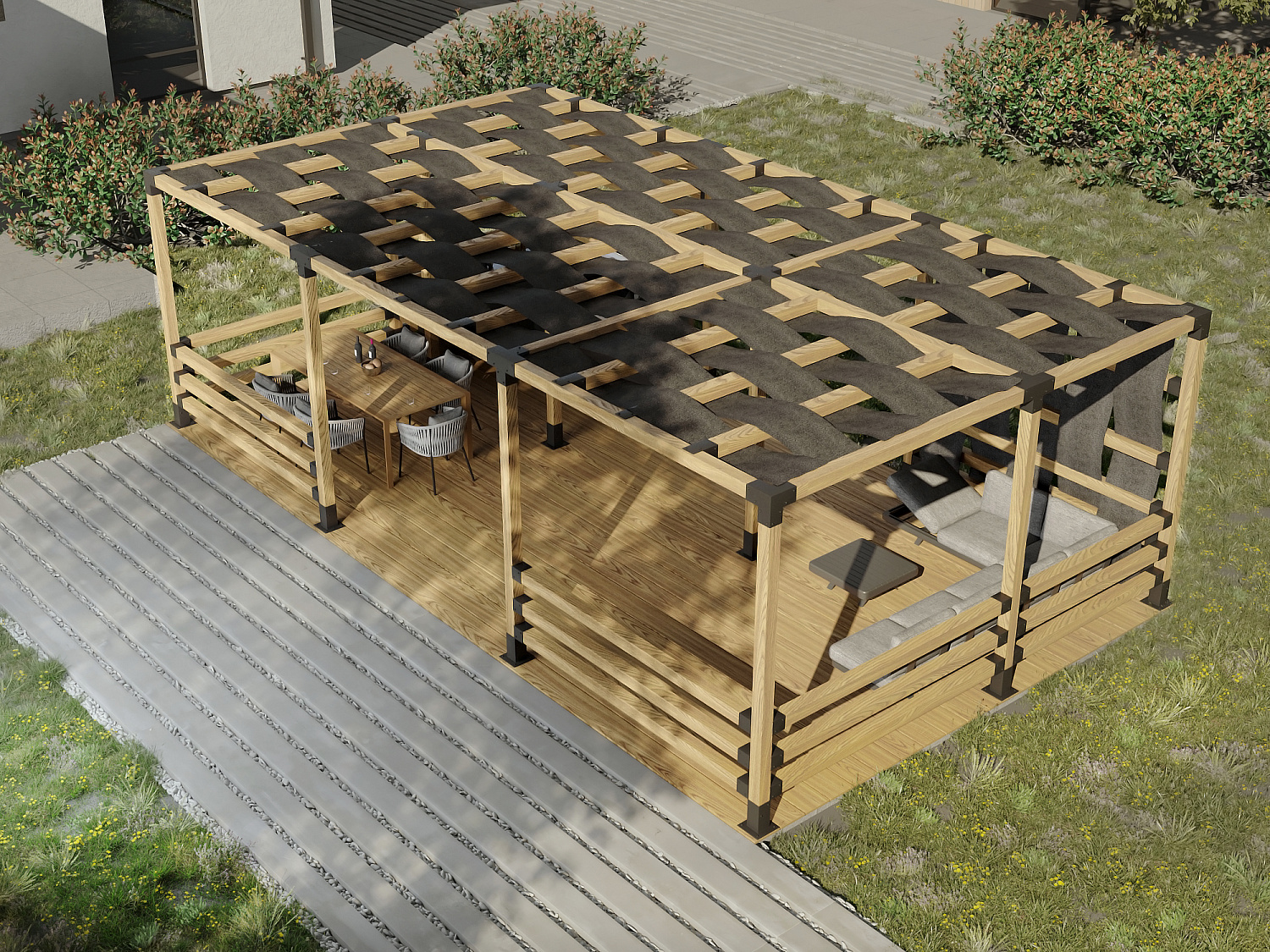 Проект №3 Летняя гриль кухня с беседкой Уют