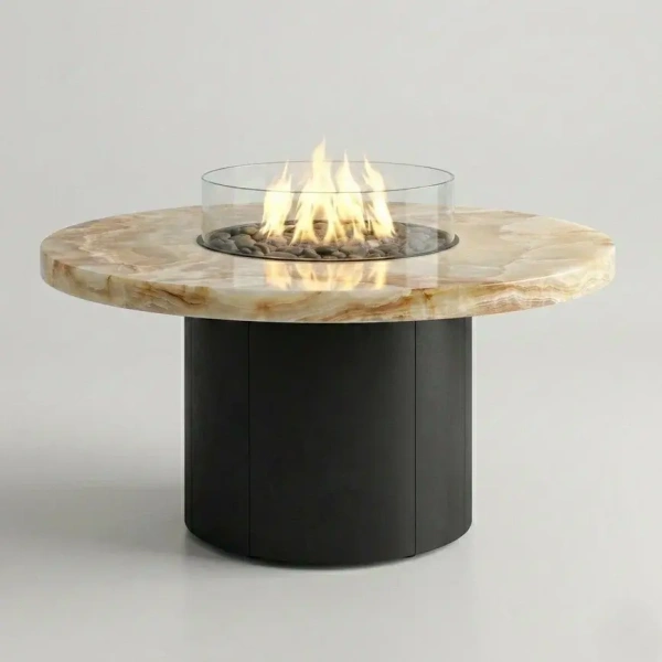 Стол - камин Непал Керамогранит, лист черный, 1600 на 750