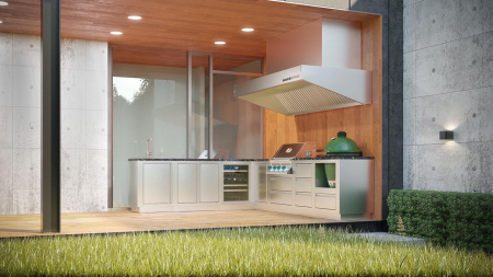 Угловая модульная кухня KuhniGrill Ontario с вентиляционным зонтом, металлик