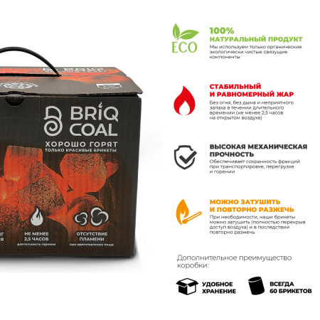 Угольное древесное топливо BriqBOX, мгновенное растапливание