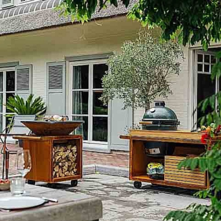 Стол OFYR Table PRO для Big Green Egg кортен