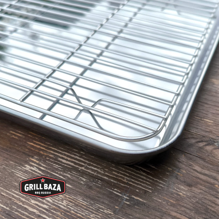 Многофункциональный поддон аксессуар для печи с решёткой Grillbaza, нержавеющая сталь